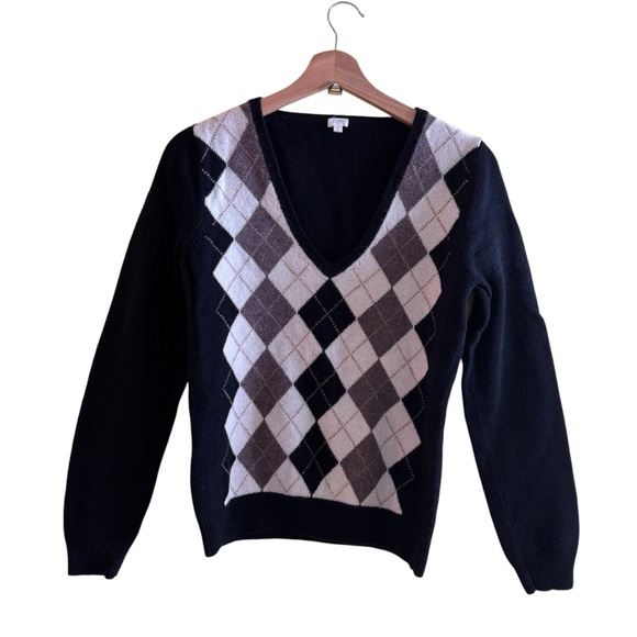 J Crew Merino Lambs Wool Argyle Sweater L - Picture 1 of 8